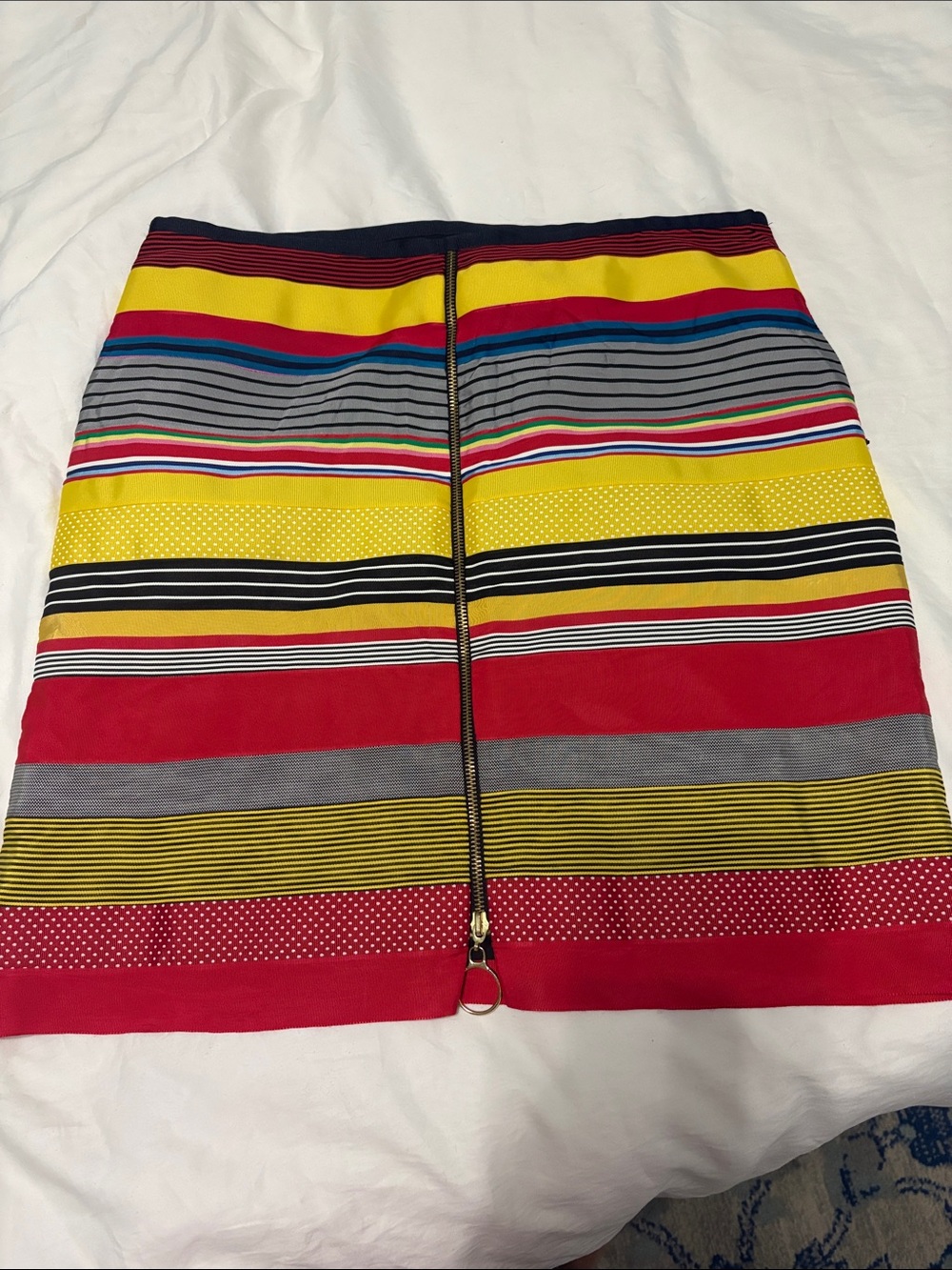 Multicolor Striped Mini Skirt with Center Zip